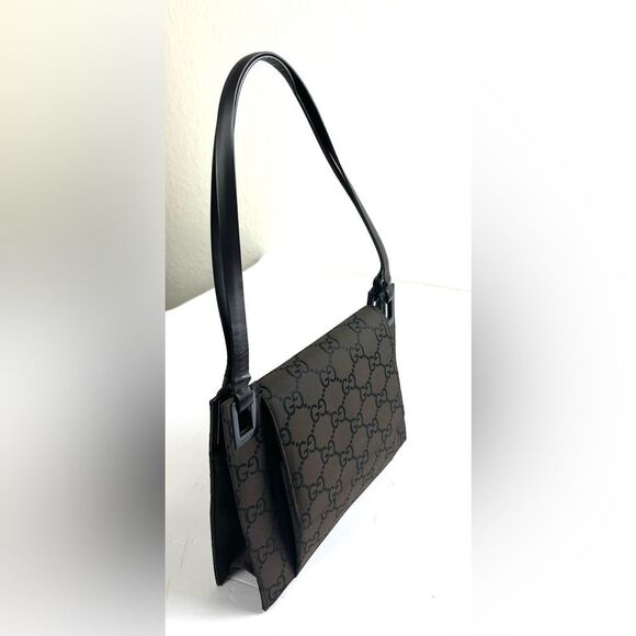 Gucci Brown and Black GG Monogram Shoulder Bag - Picture 6 of 17